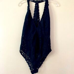 Free People Black Lace Bodysuit